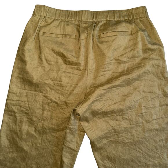J. Jill Olive Green Linen Blend Cropped Capri Wide Leg Pull-On Pants Size XLP - Picture 3 of 8
